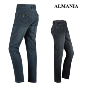 룩스  남자 테이퍼드 중년 스판 기모 중청 블랙 데님 청바지