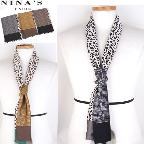 니나스파리 실키감촉 레오파이톤 2겹롱남성스카프 0FW330  3980_0FW330
