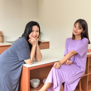 노라인피스 여성 모달 원피스 홈웨어 이지웨어 잠옷 무지 반팔 파자마 실내복 원마일웨어