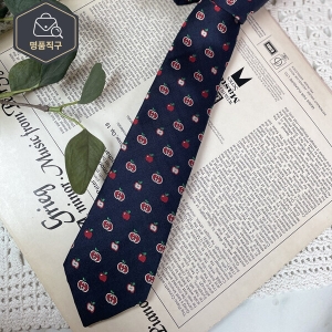 구찌 애플 자카드 실크 넥타이 NAVY 624055