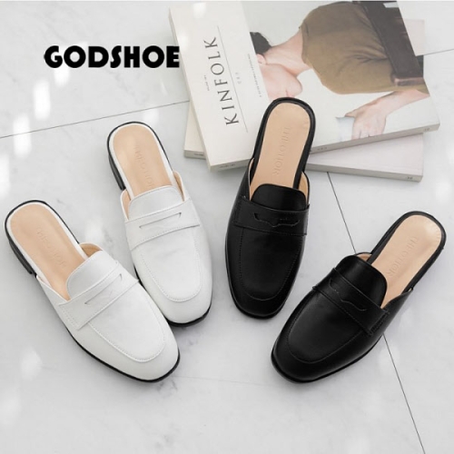 GODSHOE 갓슈 웨빙 남성 가죽블로퍼 구두슬리퍼