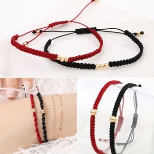 14K C  GOLD 골드 볼 행운 매듭 끈 팔찌 8종 택1_1E9ED3