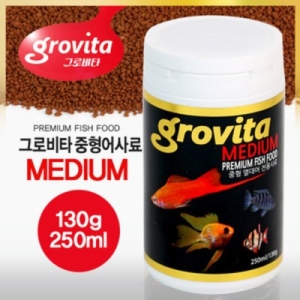 일급수  그로비타 미디엄/중형열대어 전용사료 130g/250ml /수족관 관상어 구피 먹이  비트