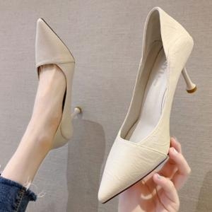 998BEC 20대 데님 캐주얼룩 스타일 매치 뾰족코 하이힐 7cm