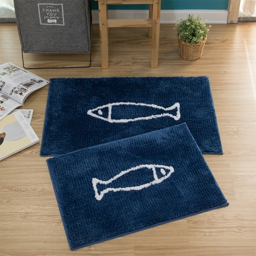 도톰 물고기 발매트 세트 네이비   반디스토어  푹신한 러그스타일 물고기 발매트