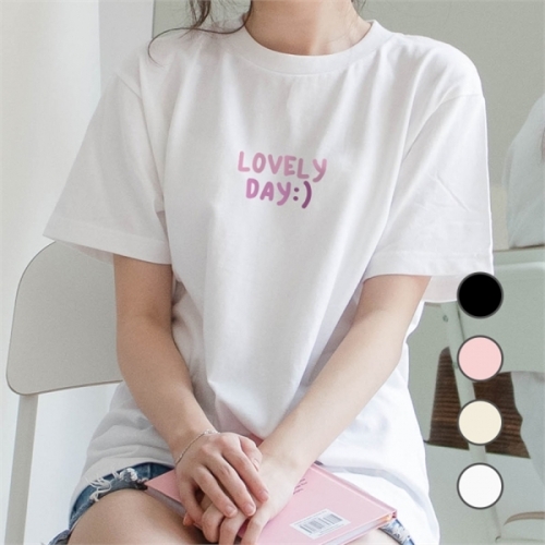 험블 험블 러블리데이 레터링티 라운드넥 오버핏 여름반팔티  7032074