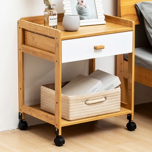 다온  대나무 이동식 협탁 공간 침대 옆 서랍장
