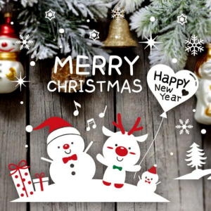 제제데코  크리스마스 눈꽃 스티커 장식 CMS4J246 꼬마 눈사람과