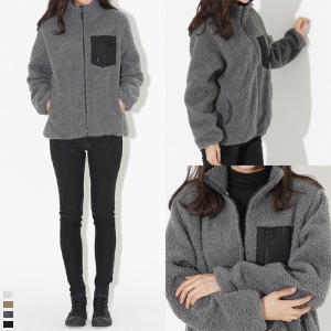 아이우먼 빅사이즈 뽀글이 포켓 집업 점퍼 DKF212 양털 후리스