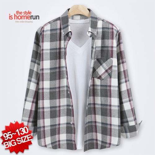 홈런 클랜 타탄 체크 긴팔 셔츠 DF0710