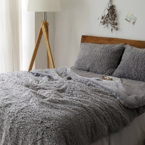 이솔홈 푸들 양털 극세사 차렵이불+카페트+베개커버 1개 세트