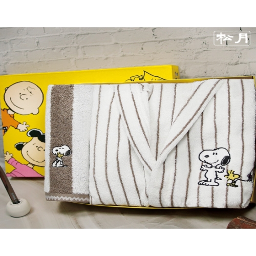 송월타월  스누피 어린이 샤워가운 앤 스트라이프 수건 선물세트