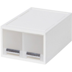 FINE  스텝서랍박스 트윈1단 화이트 27cm