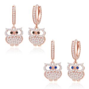 99E49B 14K 금침 큐빅부엉이 드롭 원터치링 로즈골드 귀걸이