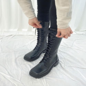 짝꿍닷컴 슈썸 스퀘어 통굽 레이스업 워커 미들부츠 RJ-e0028