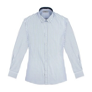 레디핏 NECNG4 슬림 네이비 더블체크 버튼다운 블루 셔츠 SV7111