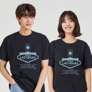 키밍 라스베가스 여행커플룩 박스티 포인트티 D_F_6A4D3B 남자검정맨투맨