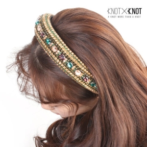 KNOTXKNOT 고전적인 화려함 앤틱 빅 큐빅 헤어밴드