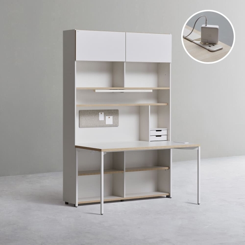 데스커 6단 콘센트형 책상세트+조명+도어