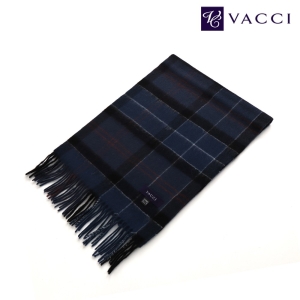 바찌 체크 디자인 울 머플러 네이비 VM1I3BR103N0
