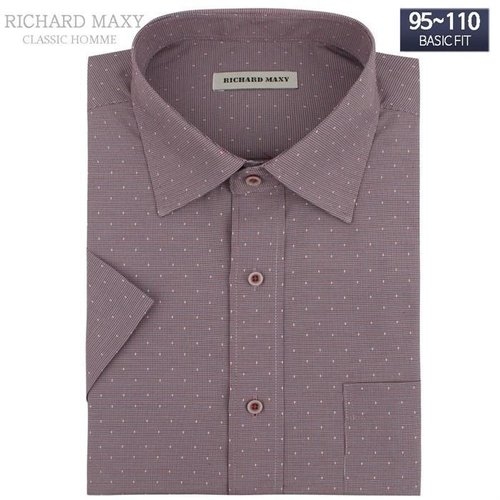 일반핏 반팔  와인 잔체크 반팔 와이셔츠 SMA1295  S6090420