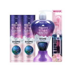 LG생활건강 페리오 히말라야 핑크솔트 바이옴 치약 100g x 2개 + 펌핑치약 285g x 1개 + 칫솔 1개