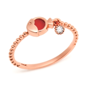 비앤비골드  14K 물고기 행운 붉은산호 반지 SRS29566
