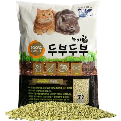 테비토퍼 테비Tabby 천연두부모래 7L 녹차 고양이모래 애묘모래