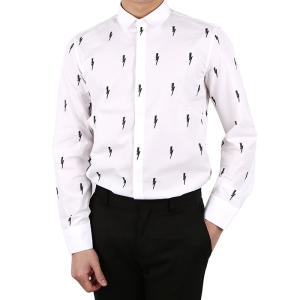 닐바렛 번개 스케치 프린팅 화이트 셔츠 PBCM1104A M
