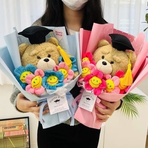 학사모 졸업식 스마일꽃 인형꽃다발
