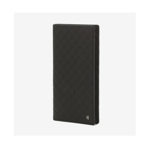 헤지스 남성 블랙 로고패턴 소가죽 장지갑_HJWA2E822BK