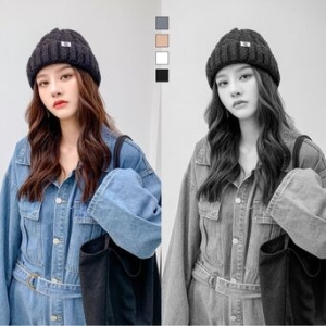 W7AA681키밍 가을 겨울 남여공용 여성 꽈배기 비니 니트 모자