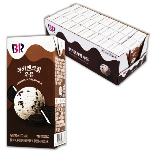 배스킨라빈스 쿠키앤크림 우유 190ml