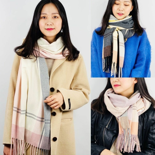 오너클랜 쿠디 데이지 체크 머플러 겨울 여성 남자 목도리 캐시미어 W537AFB W537AFB