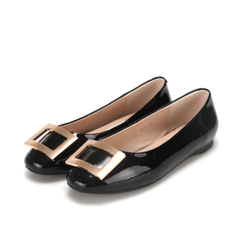 바바라 여성 골드스퀘어 장식 플랫_BZE154