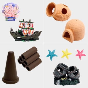 수족관장식/수조장식/어항장식오크통/은신처/실리콘/장식물고기/구피/열대어