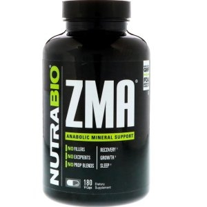 NutraBio Labs ZMA 180 캡슐 아연 마그네슘 비타민B6