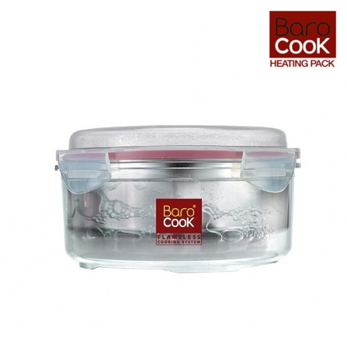 바로쿡  원형 발열 용기 900ml 발열팩 1개 포함
