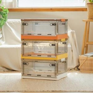 생활살림  다용도 정리 수납 투명 상자 적층 오픈형 폴딩 박스