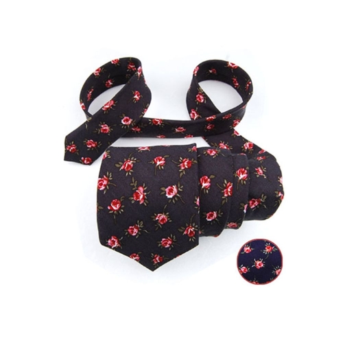 엠포리오아르마니 장미꽃 네이비 면혼방 넥타이 562887