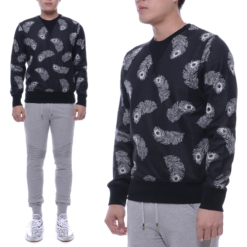 알렉산더맥퀸 깃털 모티브 맨투맨 블랙 464056 QJX35 1080