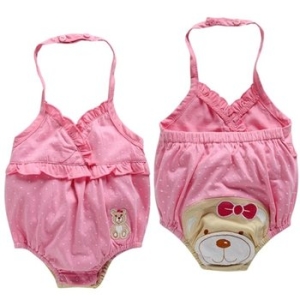 메이커키즈 빨간 리본 맨 곰 바디수트  0-18개월 (202578)