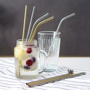 ST  스테인리스 빨대 골드(커브)