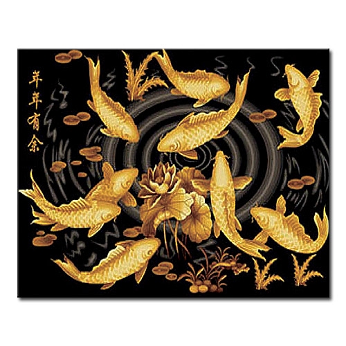 캔버스페인팅  동물 DIY 명화그리기 A08_황금잉어 골드펄 DIY 명화그리기