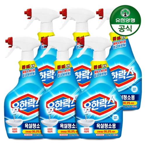 유한락스 욕실청소용 650ml+650ml 3개