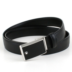 몽블랑 사피아노 가죽 플레이트 버클 벨트 블랙