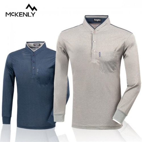 제로골프 MCKINLY  맥킨리 어깨 배색포인트 차이나카라 긴팔티셔츠 Model No_E2-0M079