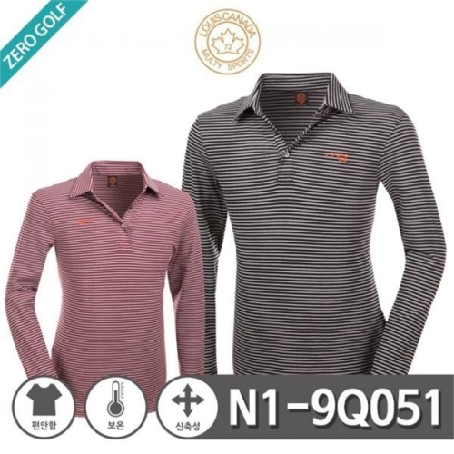 루이스티크라운 LOUIS CANADA   캐나다 신축성 단가라 PK 긴팔티셔츠 Model No_N1-9Q051