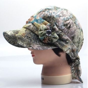 엘리트 여성 웹피모자 꽃나염끈챙