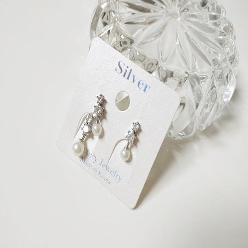 라라엘  언발란스 큐빅앤 진주 믹스 925 실버 은침 귀걸이 이어링 S8061137